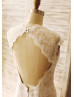 Mermaid Ivory Lace Champagne Lining Keyhole Back Wedding Dress